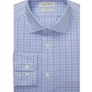 Lauren Ralph Lauren UltraFlex Blue plaid Men’s Button Down LARGE Slim Fit NWT